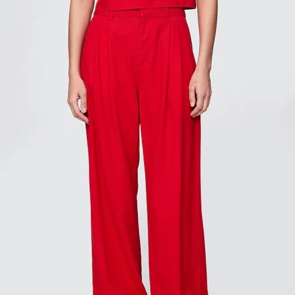 Gap 365 High Rise Linen-Blend Trousers in tomato sauce red size 0 Tall - Picture 2 of 12